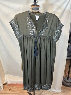 Sundance Olive Green Embroidered sun Dress